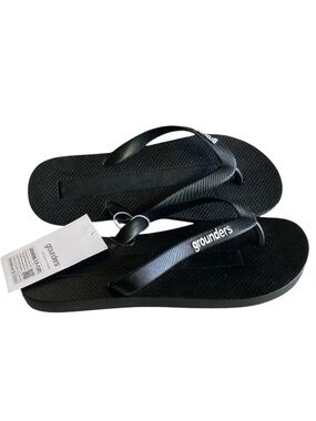 Earthling Grounders Black Grounding Flip Flops Size 9 NWT Casual Shower Shoes